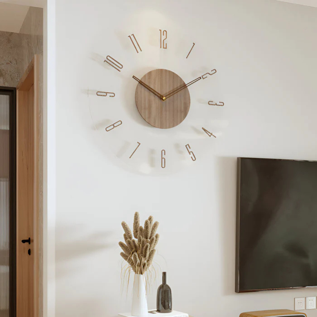 Norvo | Stille veggur Tre Lys – Moderne klokke med akryl design for stue