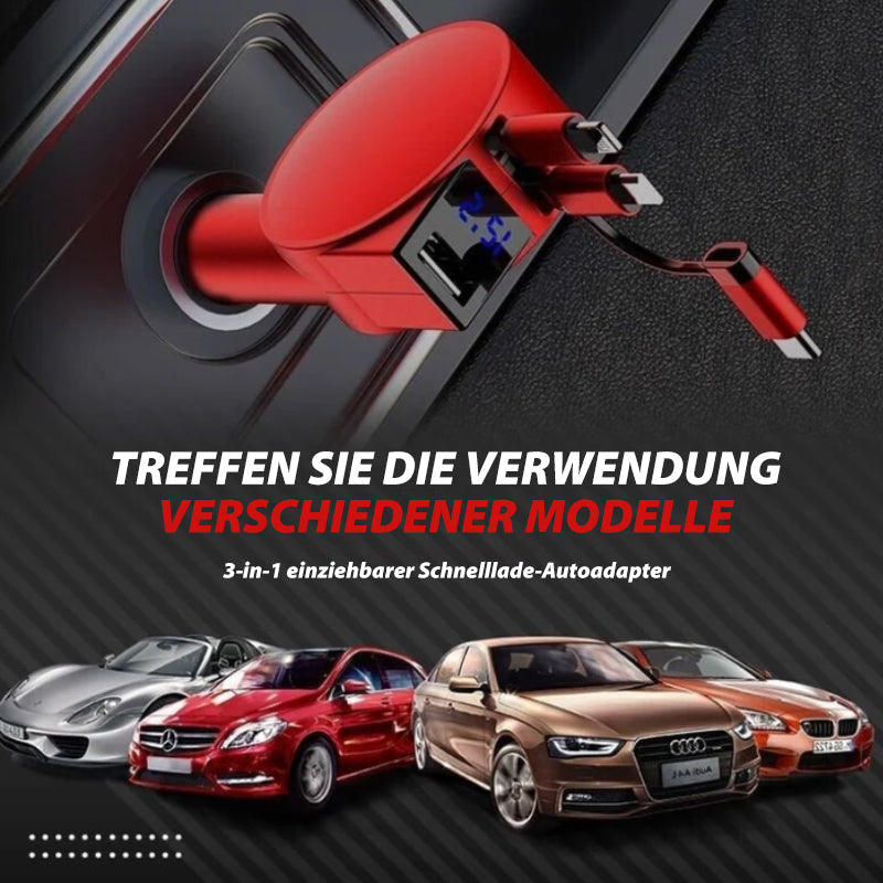 Norvo | 3-i-1 utskiftbar hurtiglader biladapter