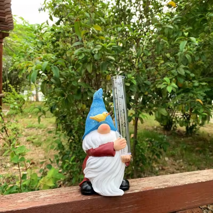 Norvo | Gnomisk Hage Statue med Harpiks Regnmåler
