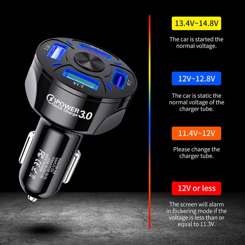 Norvo | 4 porter USB bil lader hurtig lading