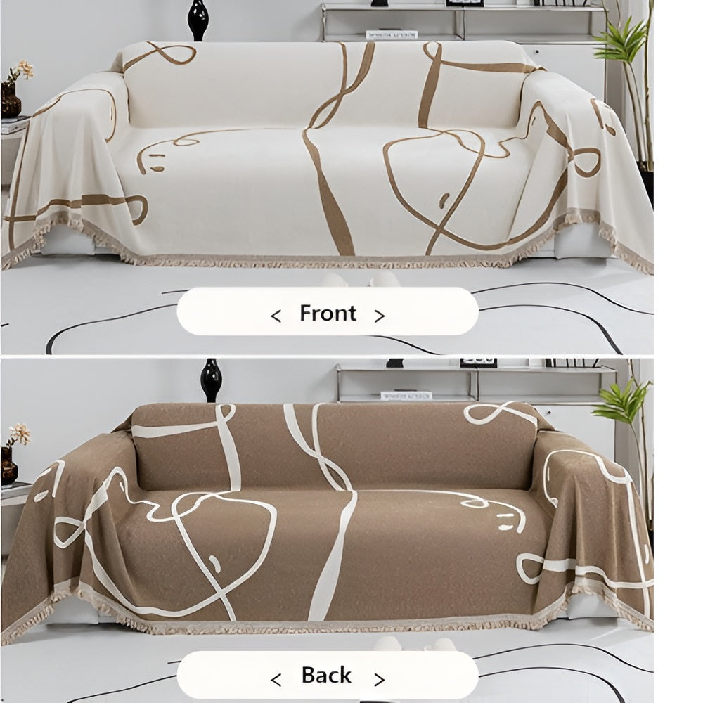 Norvo | Abstrakt Linje Reversible Chenille Sofa Cover