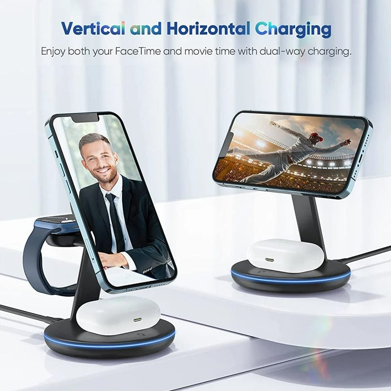 Norvo | Sammenleggbar magnetisk 3-i-1 trådløs lader