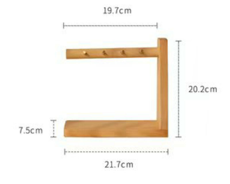 Norvo | Solid Wood Nøkkelorganisator med 6 Nøkkelhaker og Oppbevaringsplattform, Ingen Installasjon Kreves, Egnet for Oppbevaring av Nøkler, Briller, Lommebøker og Mer