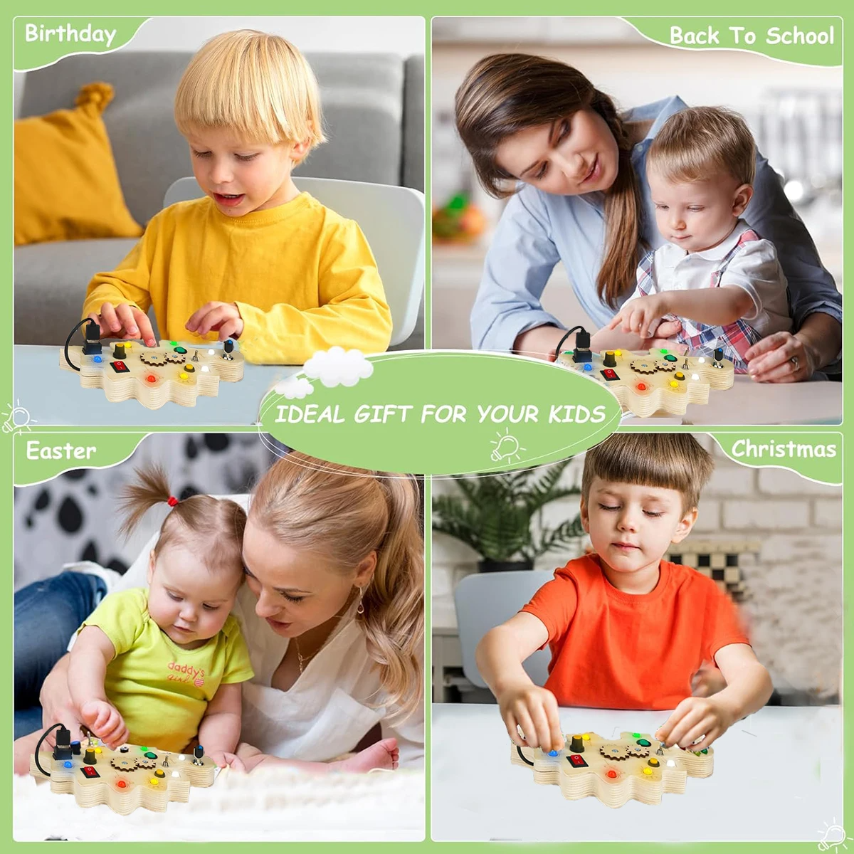 Norvo | Ecotoys DinoSpark | Montessori LED Lekepanel - Utdanningsleketøy for baby