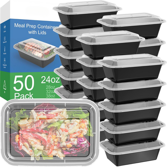 Norvo | 50-pack gjenbrukbare måltidsforberedelsesbeholdere med lokk, lekkasjesikre