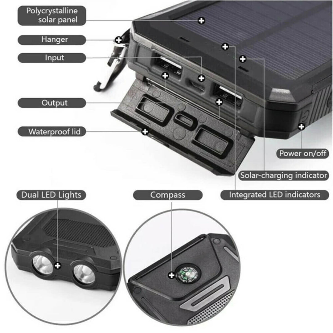 Norvo | Solenergi Power Bank Vanntett Dual USB Lader