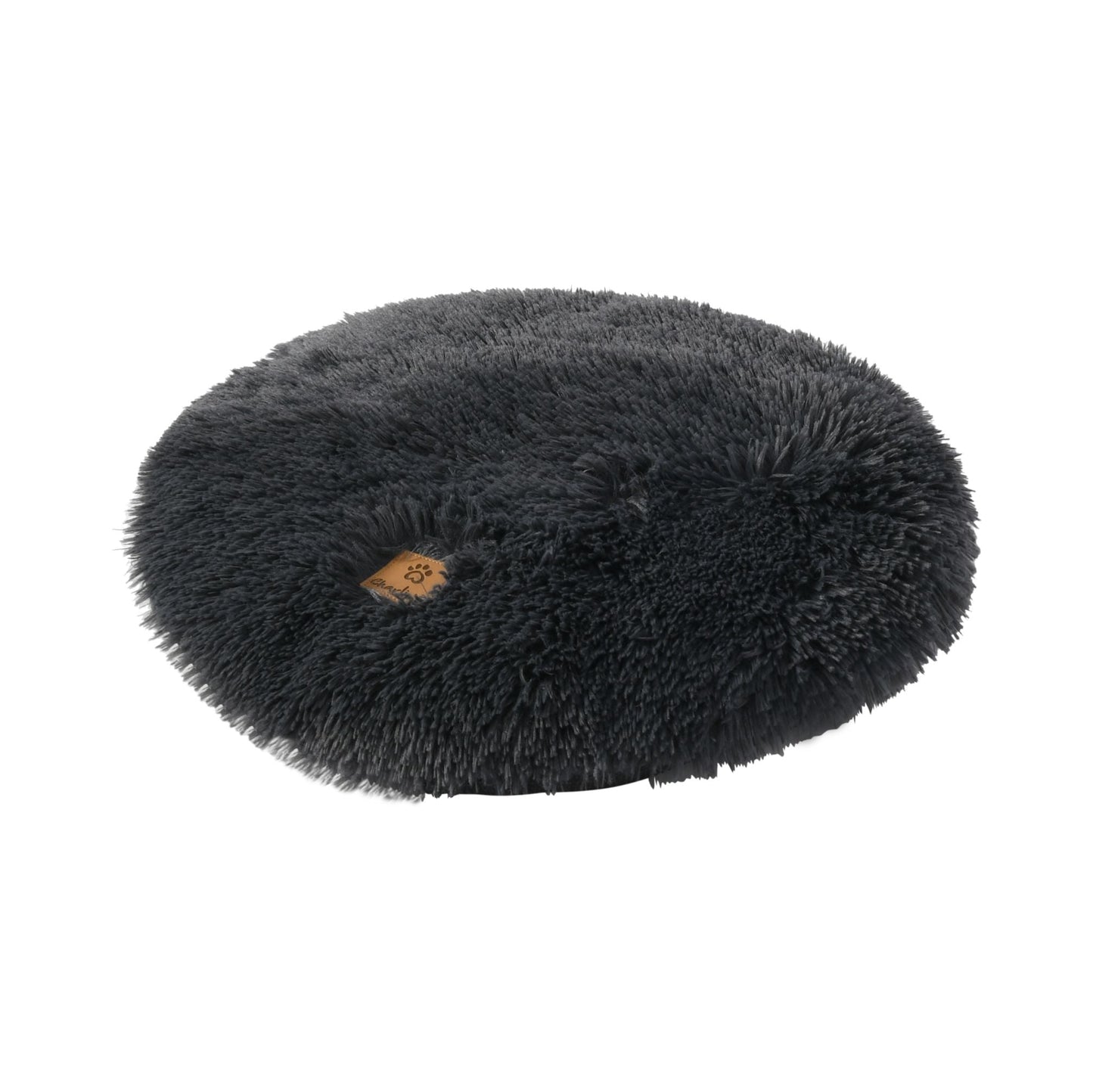 Norvo | Shaggy Faux Fur Rund Padded Lounge Mat - Kull