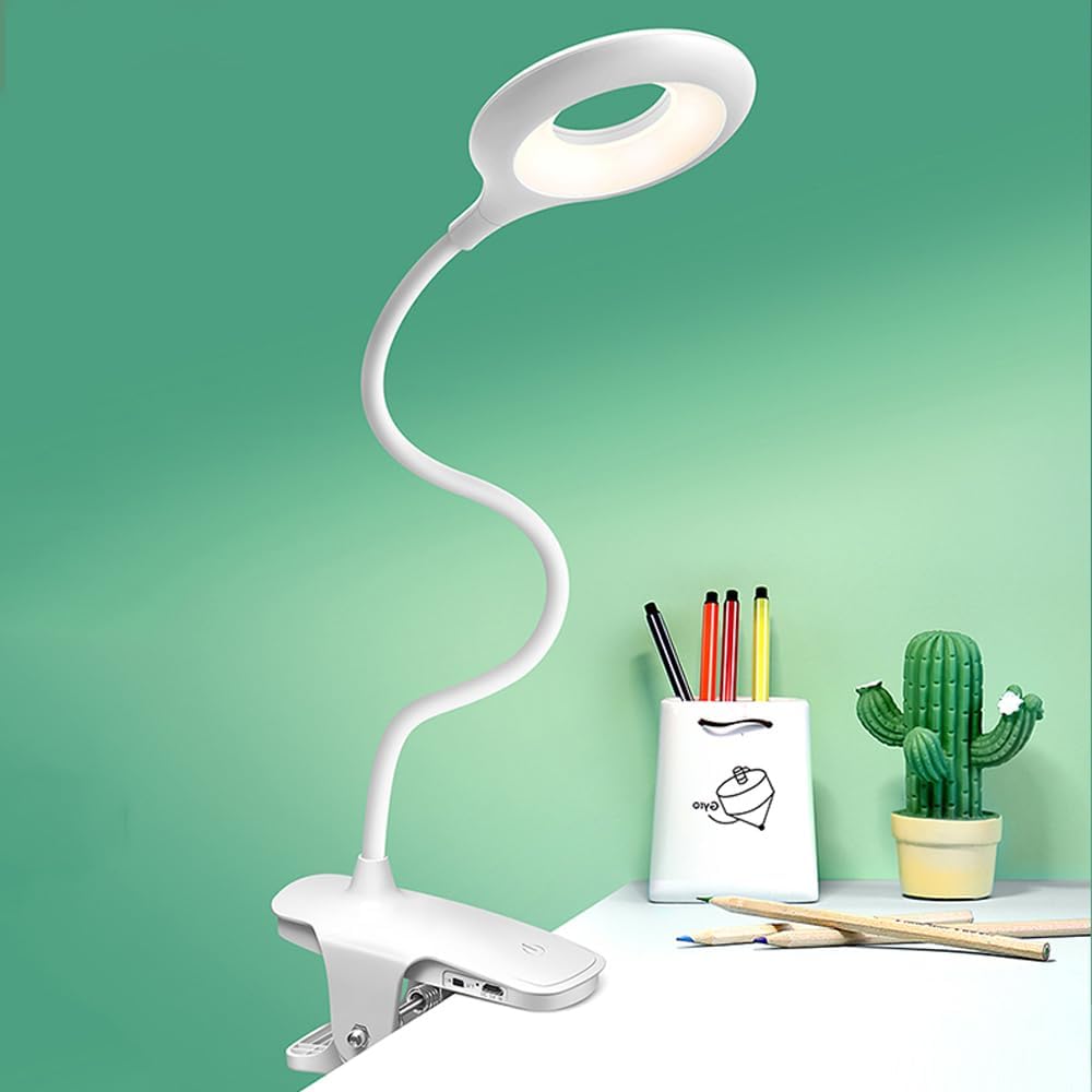 Norvo | Oppladbar LED Bordlampe med Klemme – Justerbar Skrivebordslampe for Hjemmekontor og Studier