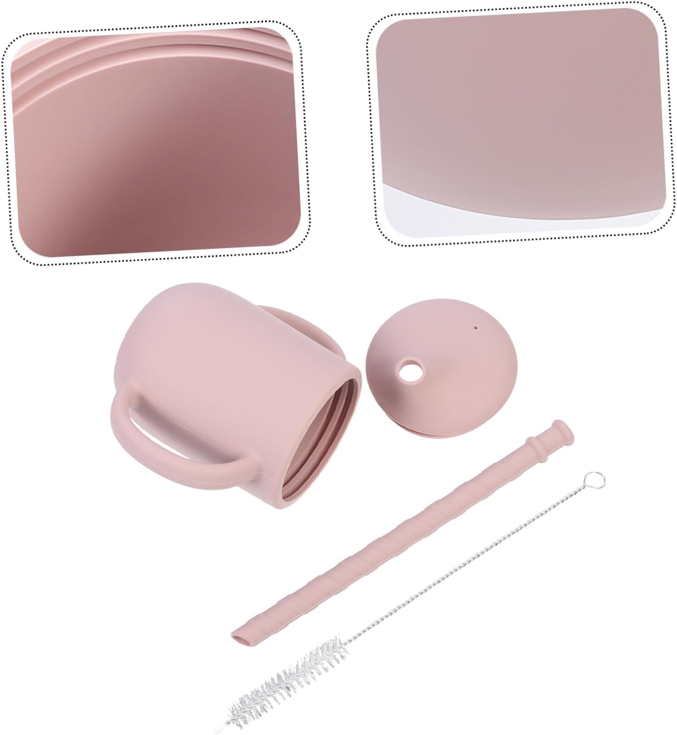 Norvo | Silikon Drikke Læring Kopp for Babyer – Lekkasjesikker Kopp med Håndtak og Sugrør