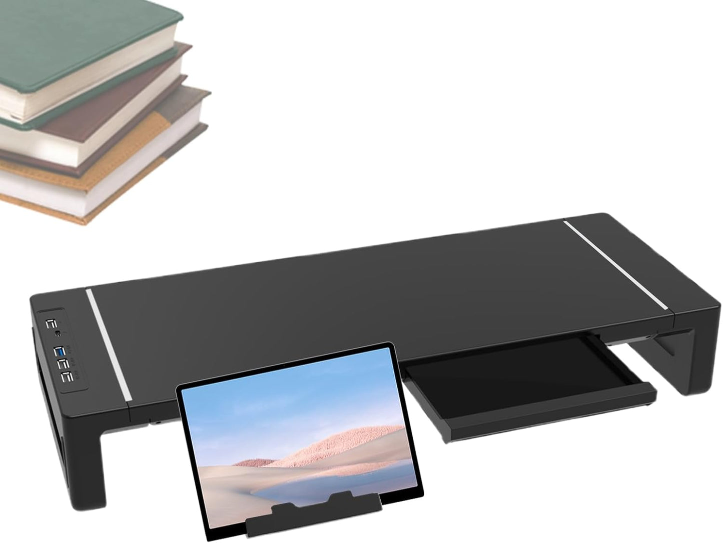 Norvo | Høydejusterbart Monitorstativ med Skuff – Stravon