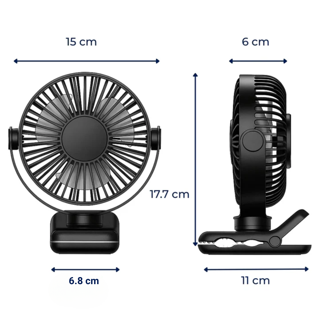 på USB Bordvifte Klemme Luftsirkulator – Lang Batterilevetid Kjøling – Flammehemmende Klemme – Stille Barnerom eller Hjemmekontor Bruk Norvo