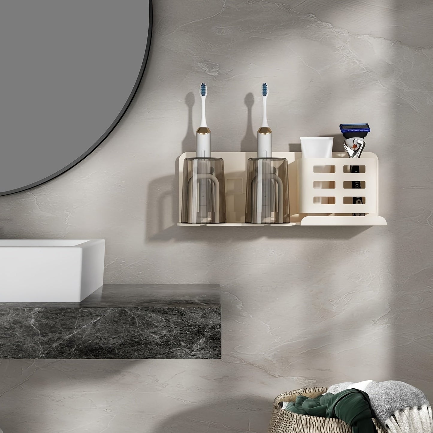 Norvo | BristleHub Veggmontert Elektrisk Tannbørsteholder – Aluminium Baderomsorganisator med Dreneringshull