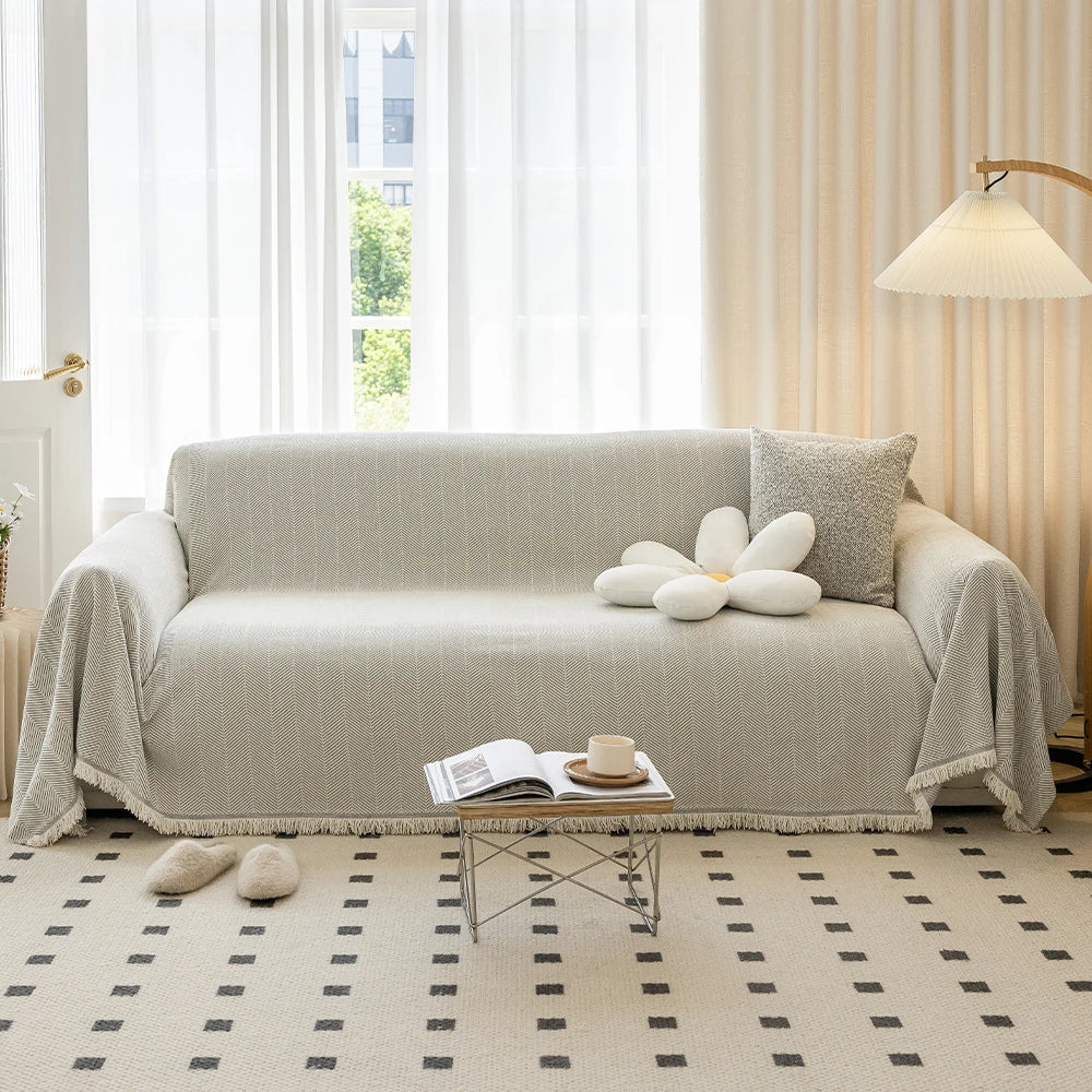 Norvo | Elegant Chenille Sofa Håndkle for Stilig Hjemmedekorasjon