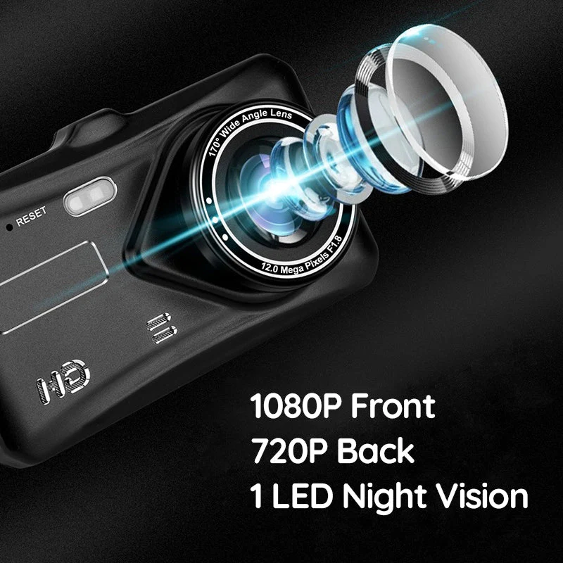 Norvo | Bredvinkel 1920x1080P FHD Dual Dash Cam