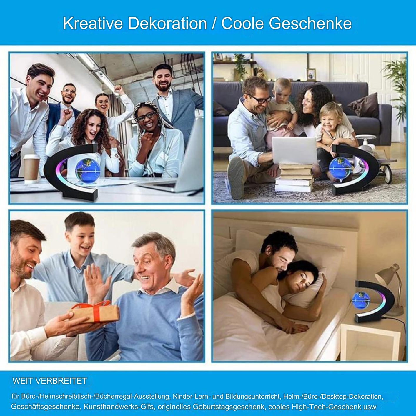 Norvo | AstroGlobe LED Verdens Globe – Flytende Globe Lampe med Magnetisk Oppheng