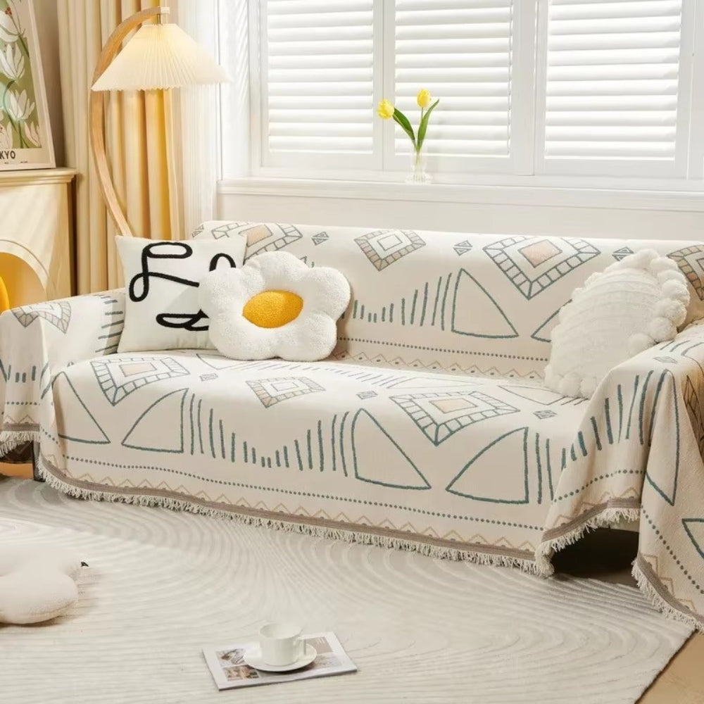 Norvo | Meringue Chenille Geometri Sofa Deksel