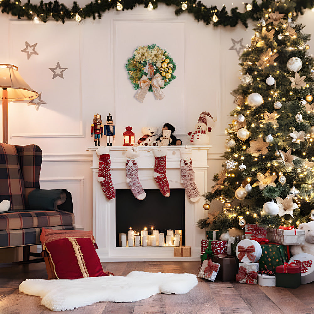 Norvo | Julekrans med krybbe og LED-lamper