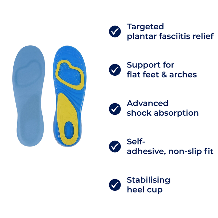 Plantar fasciitt lindring – Selvheftende gelpute – Hverdagskomfort for flate føtter Norvo