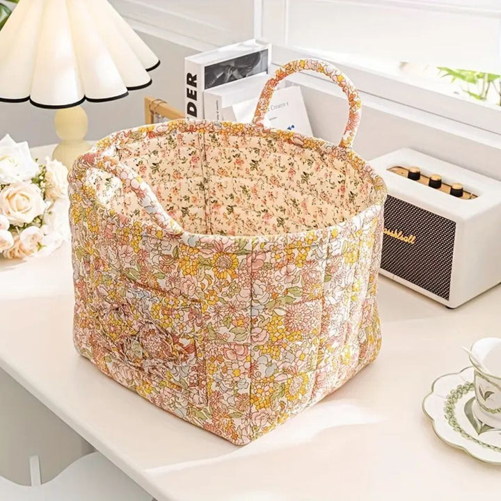 Norvo | Floral Canvas Oppbevaringskurv for Hjemmeorganisering