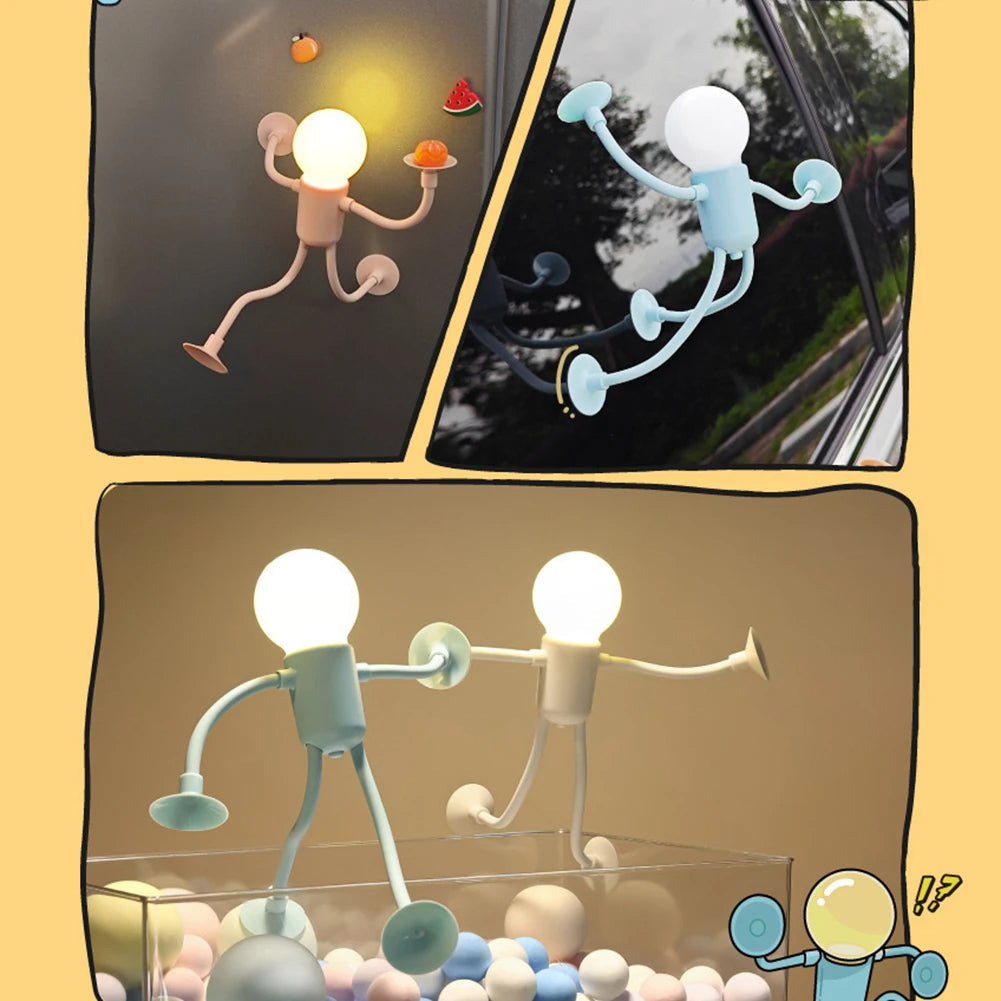 Norvo | Kreativ Bøyelig Tegneserie Nattlys med Sugekop