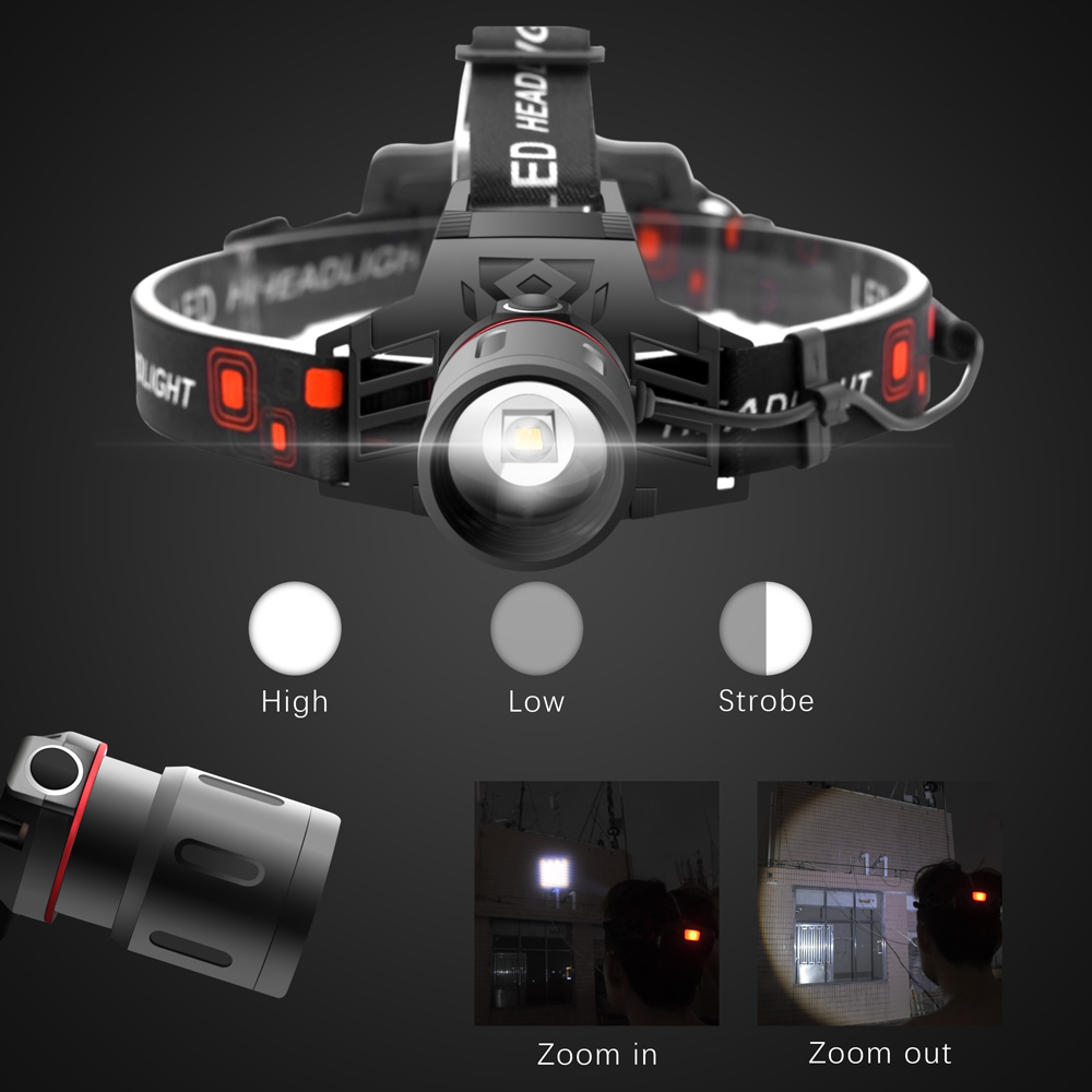 Norvo | Oppladbar LED Hodelykt med Hvitt, Rødt og Grønt Lys – Kraftig Hodelykt med USB og Batteri