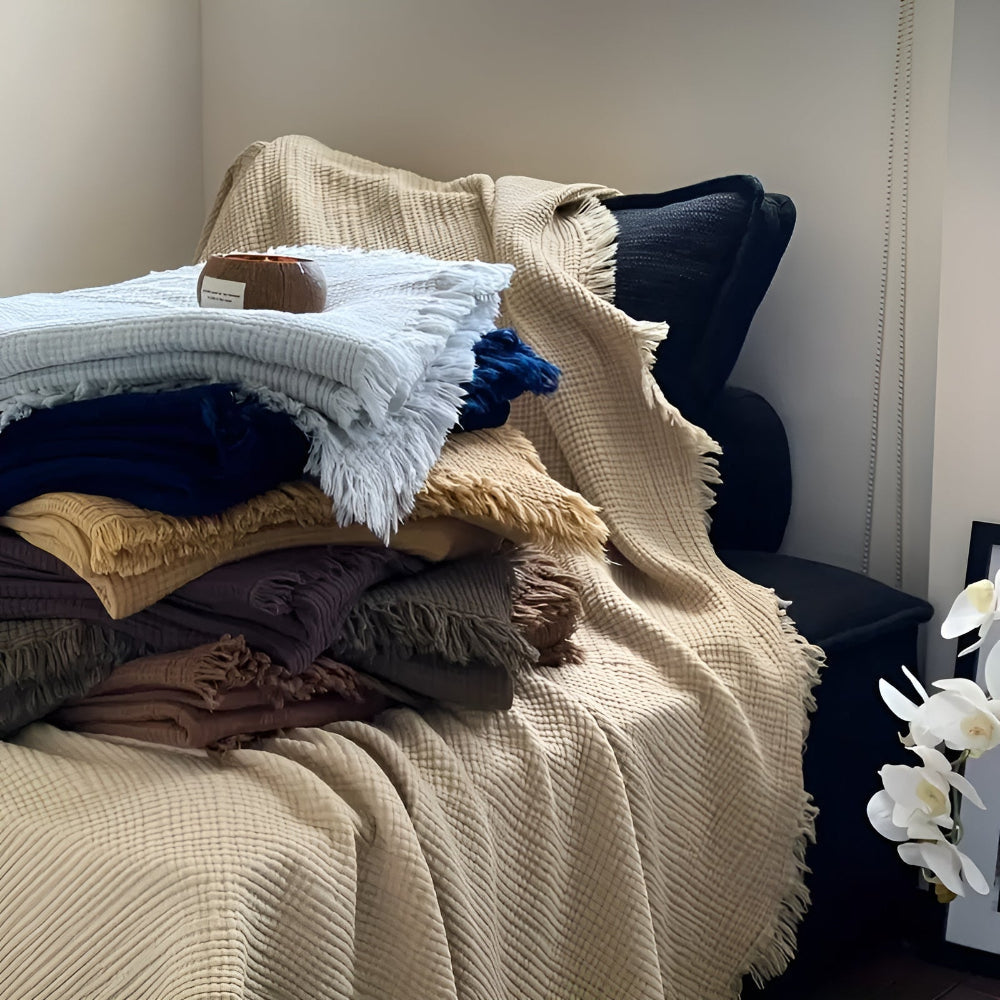 Norvo | Bomull Crinkle Frynse Teppeserviett