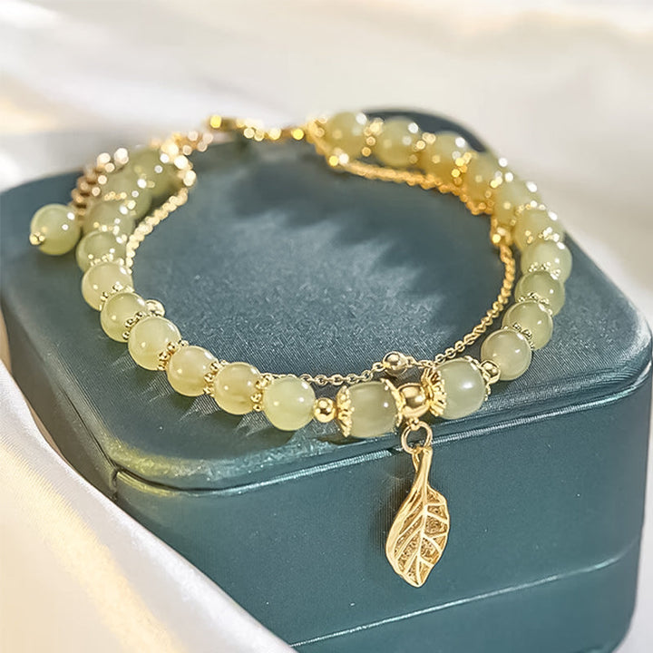Norvo | Hetian Jade Leaf Gold Bracelet