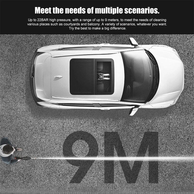 Norvo | Trådløs Bærbar Høytrykk Sprayvannpistol Sett | Ideell for Rengjøring av Biler, Terrasser & Hagemøbler