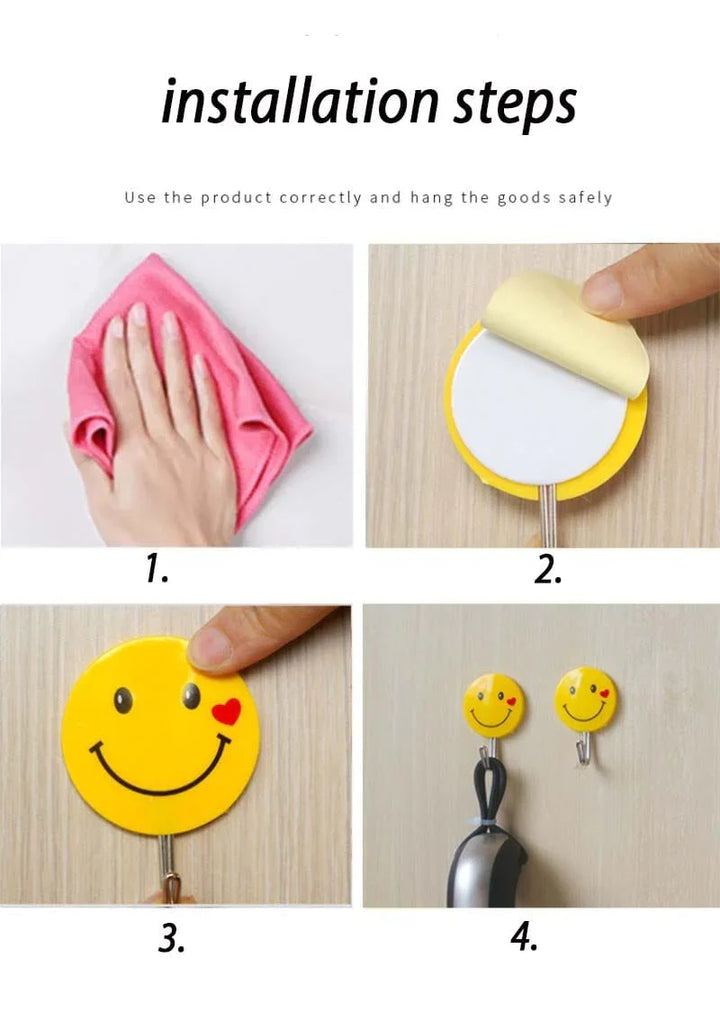 3 PC Emoji Veggkrok Tung Duty Selvklebende Krok Norvo