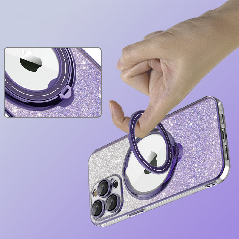 Norvo | Magnetisk Glitterdeksel med Usynlig Stativ for iPhone