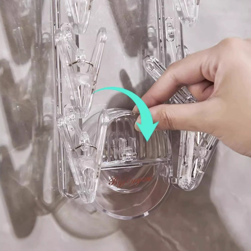 Norvo | Sugkop sammenleggbart klesstativ med klips