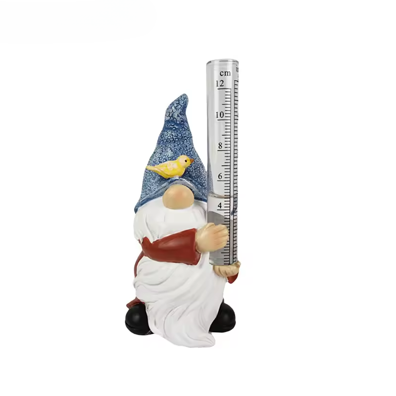 Norvo | Gnomisk Hage Statue med Harpiks Regnmåler