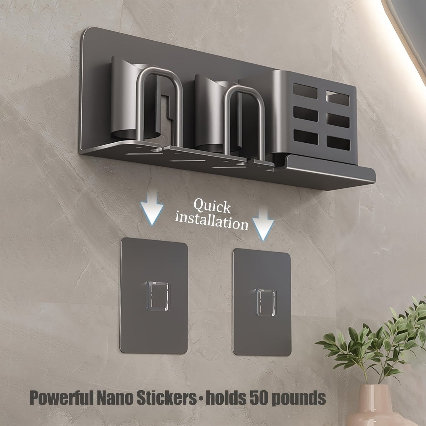 Norvo | BristleHub Veggmontert Elektrisk Tannbørsteholder – Aluminium Baderomsorganisator med Dreneringshull