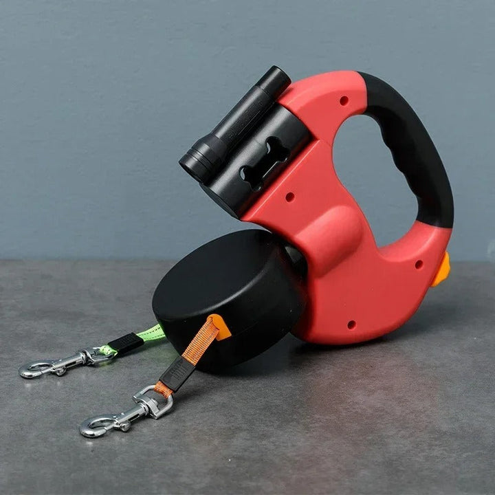 Bordeaux Duo – Dobbel hundesnor med LED og lommekoppholder Norvo