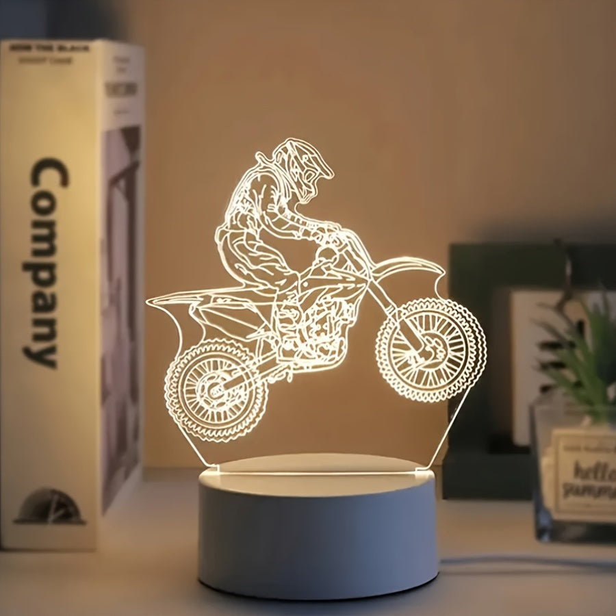 MotoLamp - 3D LED Nattlampe Motocross Tema Norvo