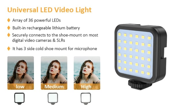 Norvo | Profesjonelt Videomikrofonsett med Stativ og LED Videolys