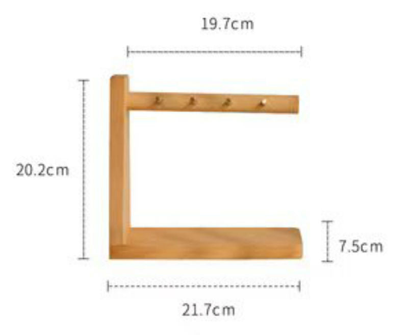 Norvo | Solid Wood Nøkkelorganisator med 6 Nøkkelhaker og Oppbevaringsplattform, Ingen Installasjon Kreves, Egnet for Oppbevaring av Nøkler, Briller, Lommebøker og Mer