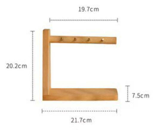 Norvo | Solid Wood Key Organizer with 6 Key Hooks and Storage Platform, No Installation Required, Suitable for Storing Keys, Glasses, Wallets and More