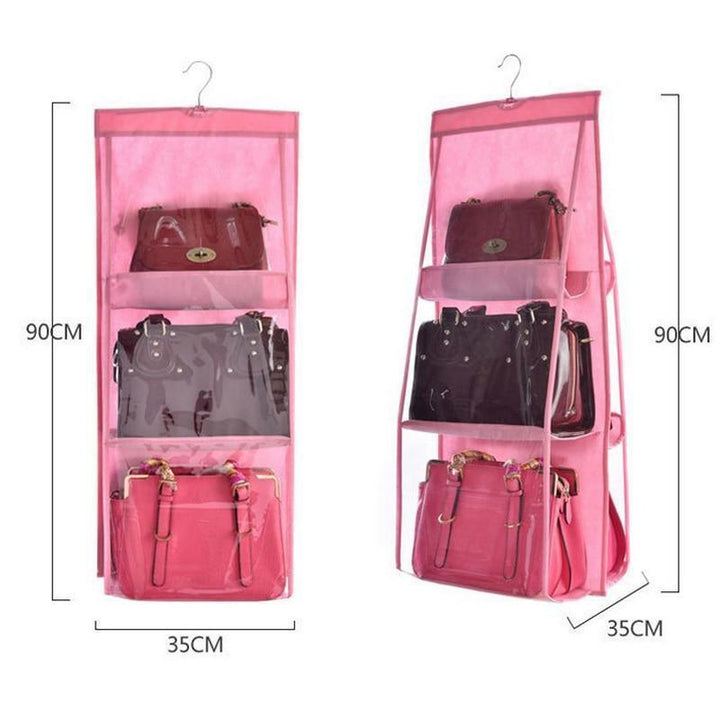 Norvo | Hengende Handy Handbag Organizer 6 Lommer Gjennomsiktig Oppbevaring Klesskap