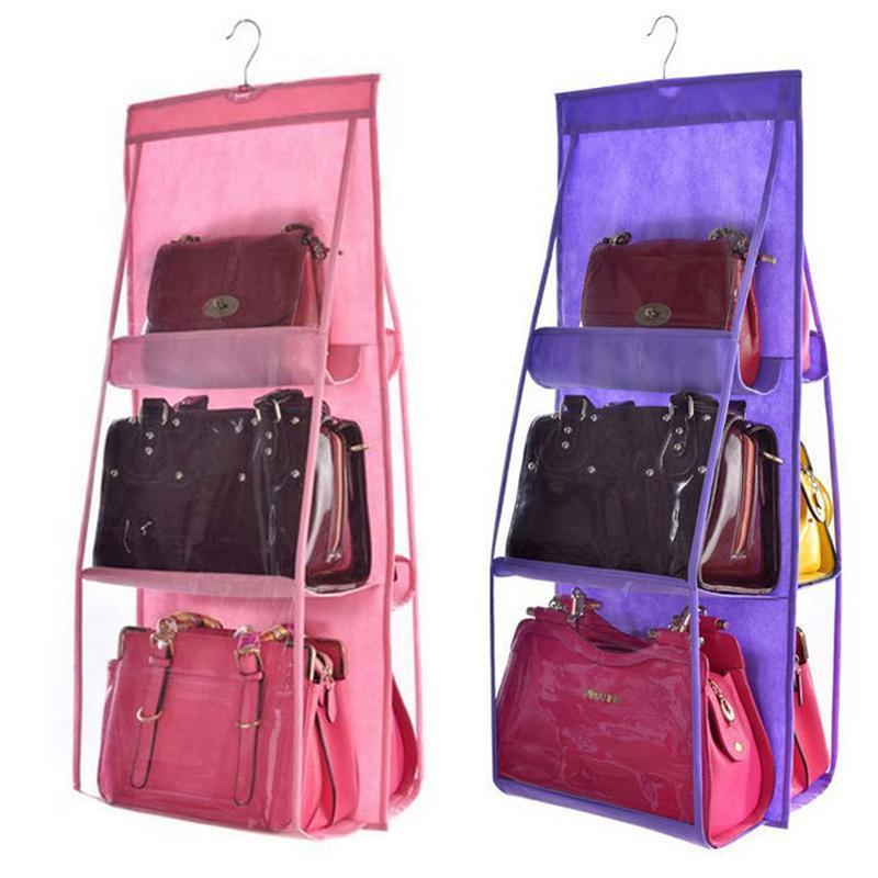 Norvo | Hengende Handy Handbag Organizer 6 Lommer Gjennomsiktig Oppbevaring Klesskap
