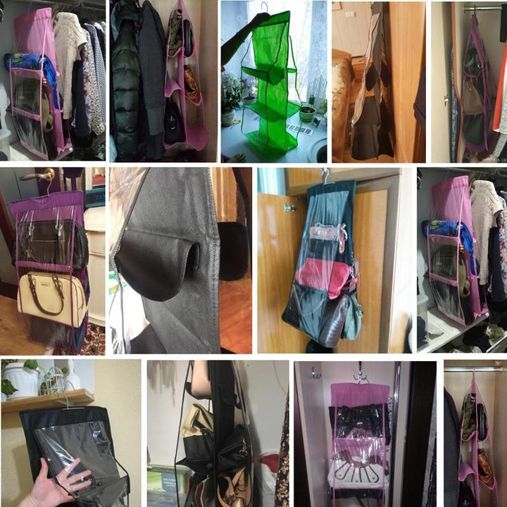 Norvo | Hengende Handy Handbag Organizer 6 Lommer Gjennomsiktig Oppbevaring Garderobe