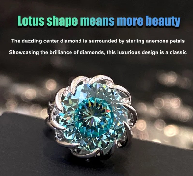 Norvo | 6 Karat Paraiba Blågrønn Lotus Diamant Ring