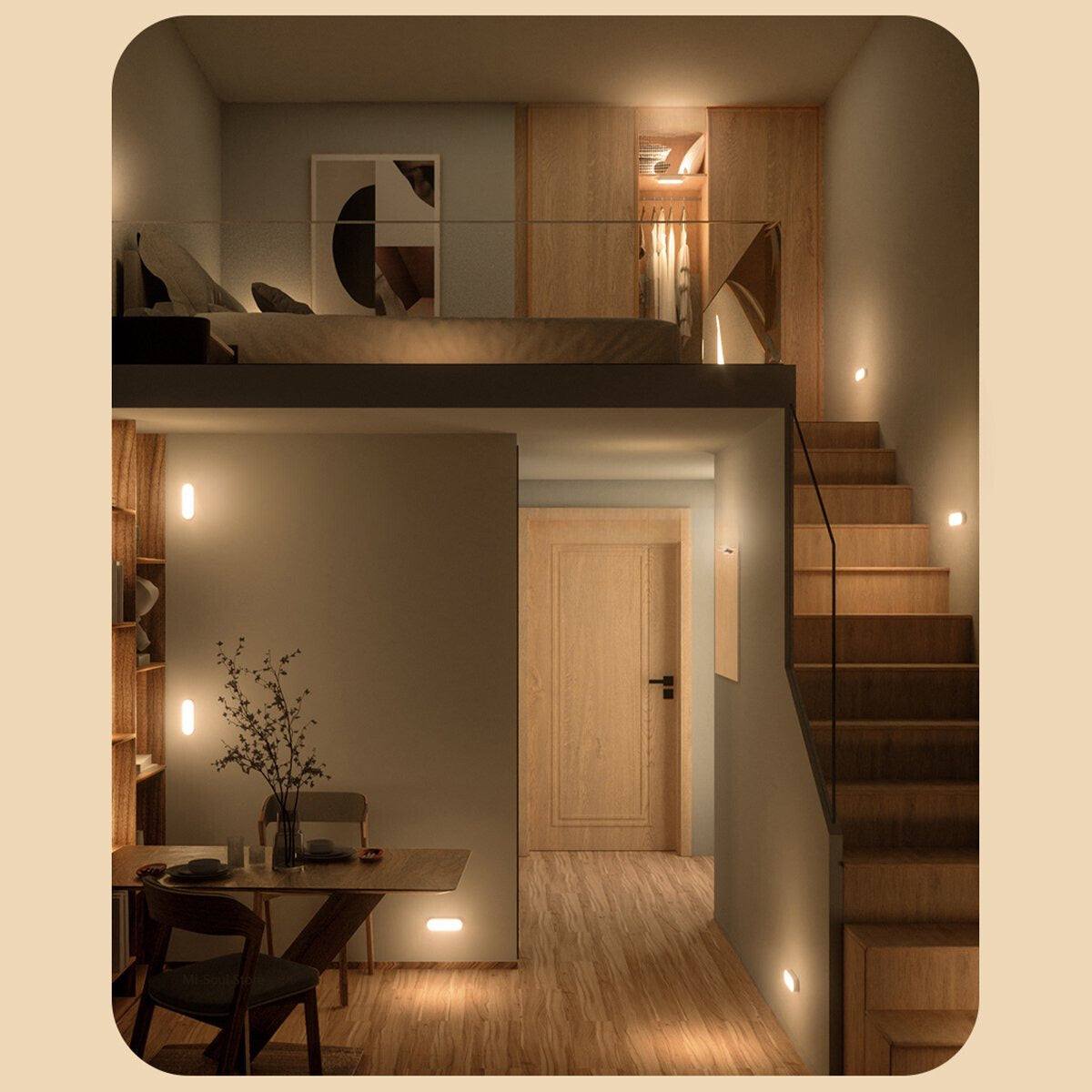 Norvo | Smart Motion Sensor Vegglampe | Trådløs, oppladbar og ideell for mørke korridorer og trapper