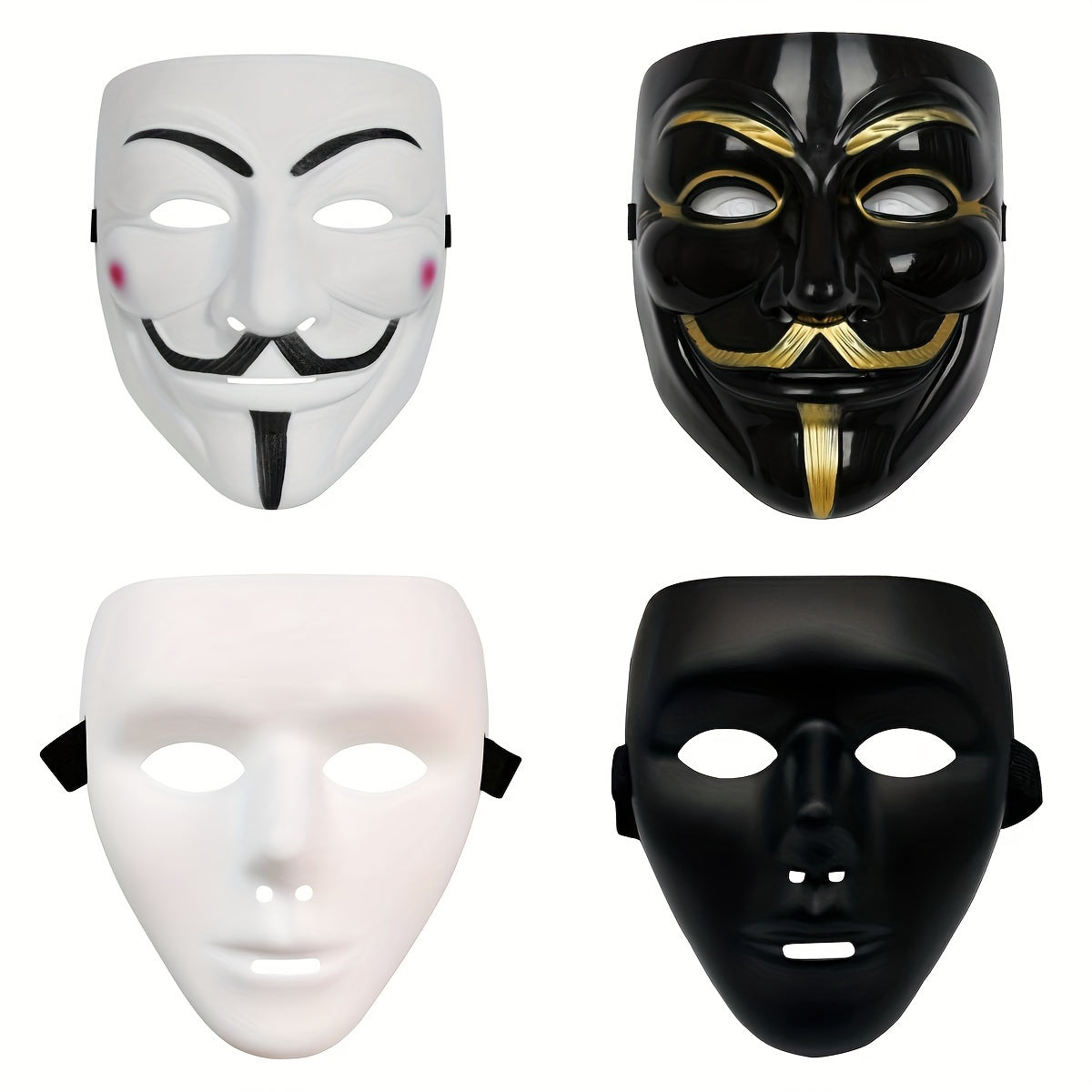 Norvo | Men’s Full Face Plastic Halloween Mask | Anonymous Cosplay