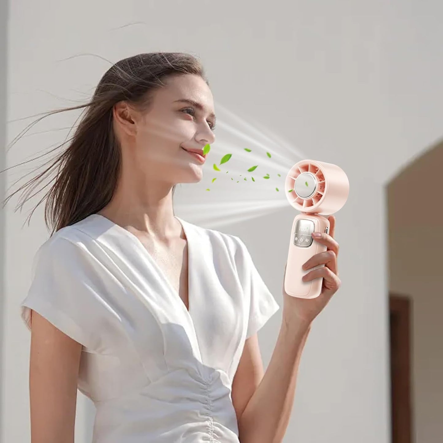 Norvo | Bærbar sammenleggbar håndholdt vifte med LED-skjerm 100 hastigheter