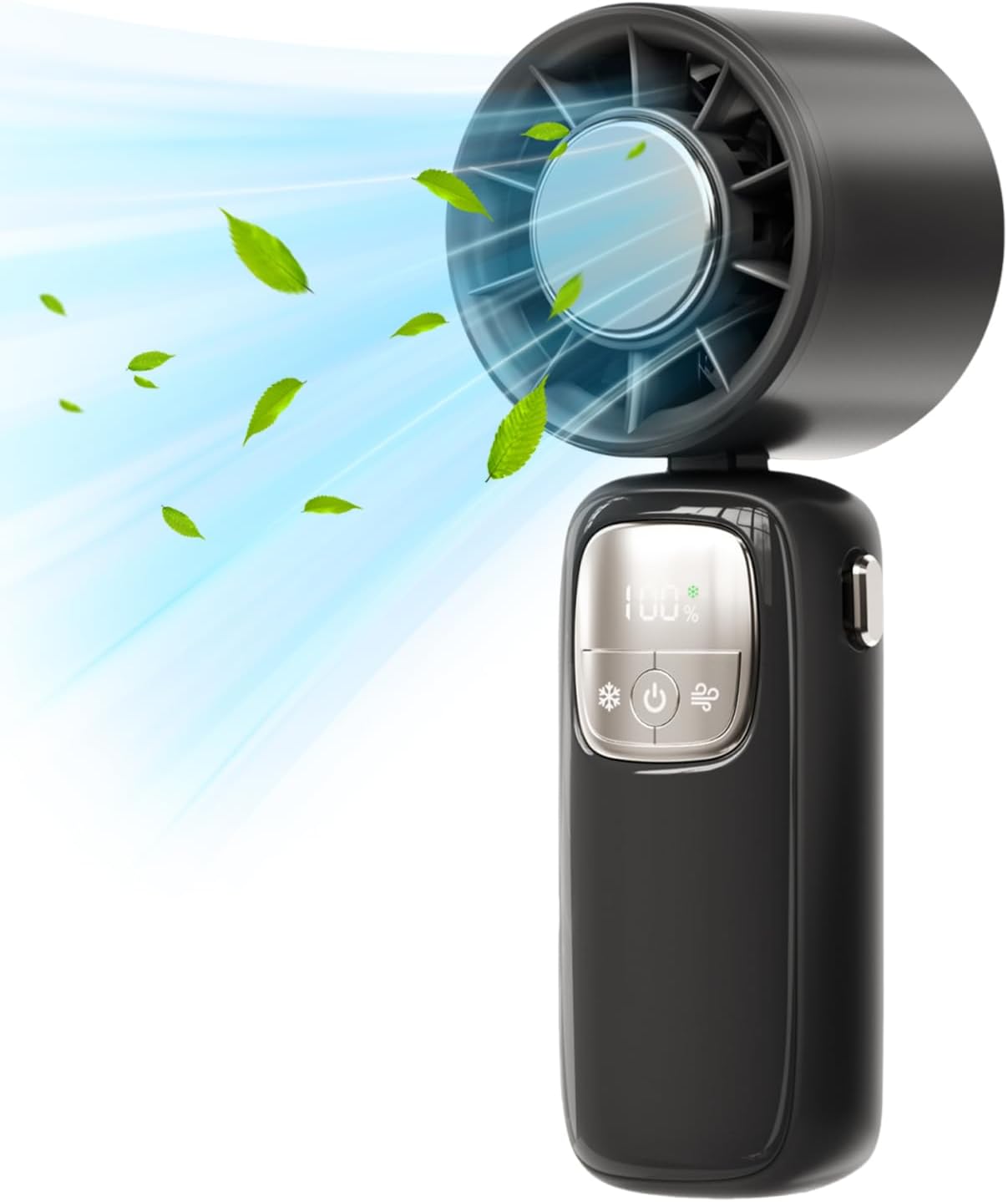 Norvo | Bærbar sammenleggbar håndholdt vifte med LED-skjerm 100 hastigheter