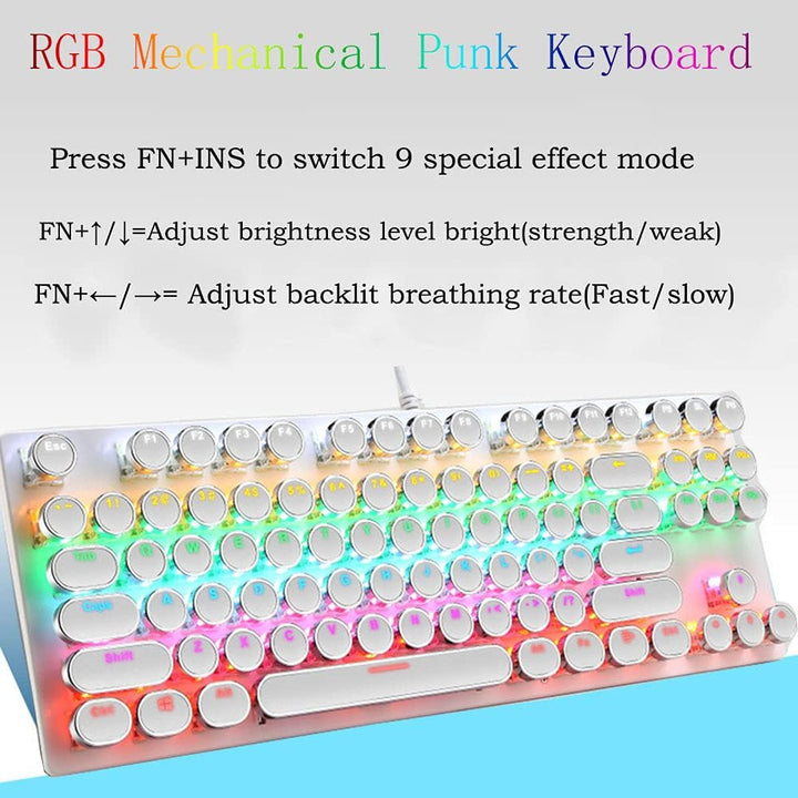 Norvo | 87-Tast Mekanisk Gaming Tastatur RGB Bakgrunnsbelyst Blå Bryter