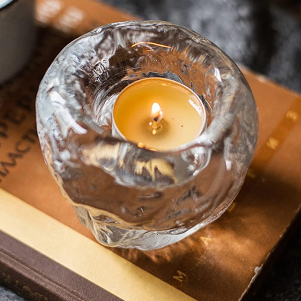 Norvo | Glass Tealight Holder – Dekorativt Lysestake laget av Klart Glass for Koselig Belysning