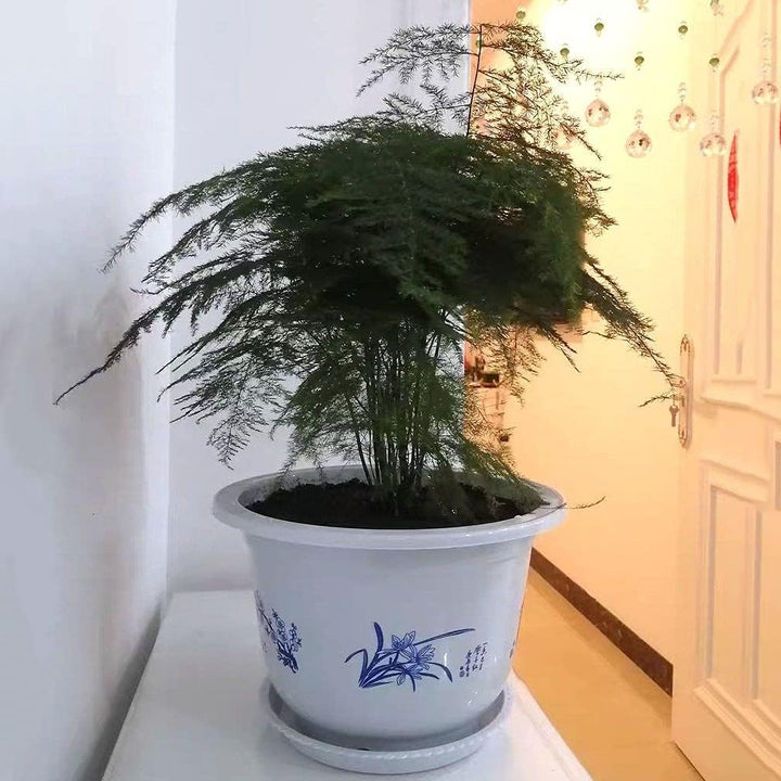 Norvo | Plastblomsterkrukke med bambusmotiv – Elegant planter for balkong og hage