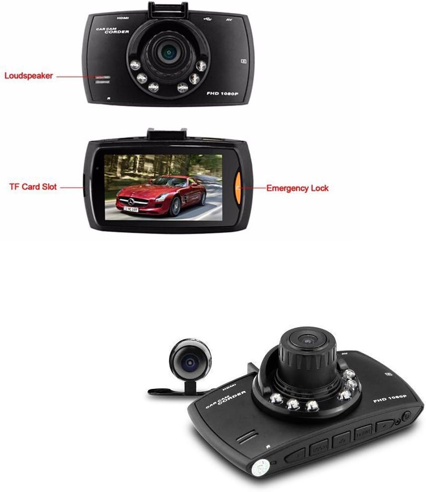 Norvo | Dual Linse Bil Dash Cam G30 2.7" LCD Full HD 1080P med G-Sensor